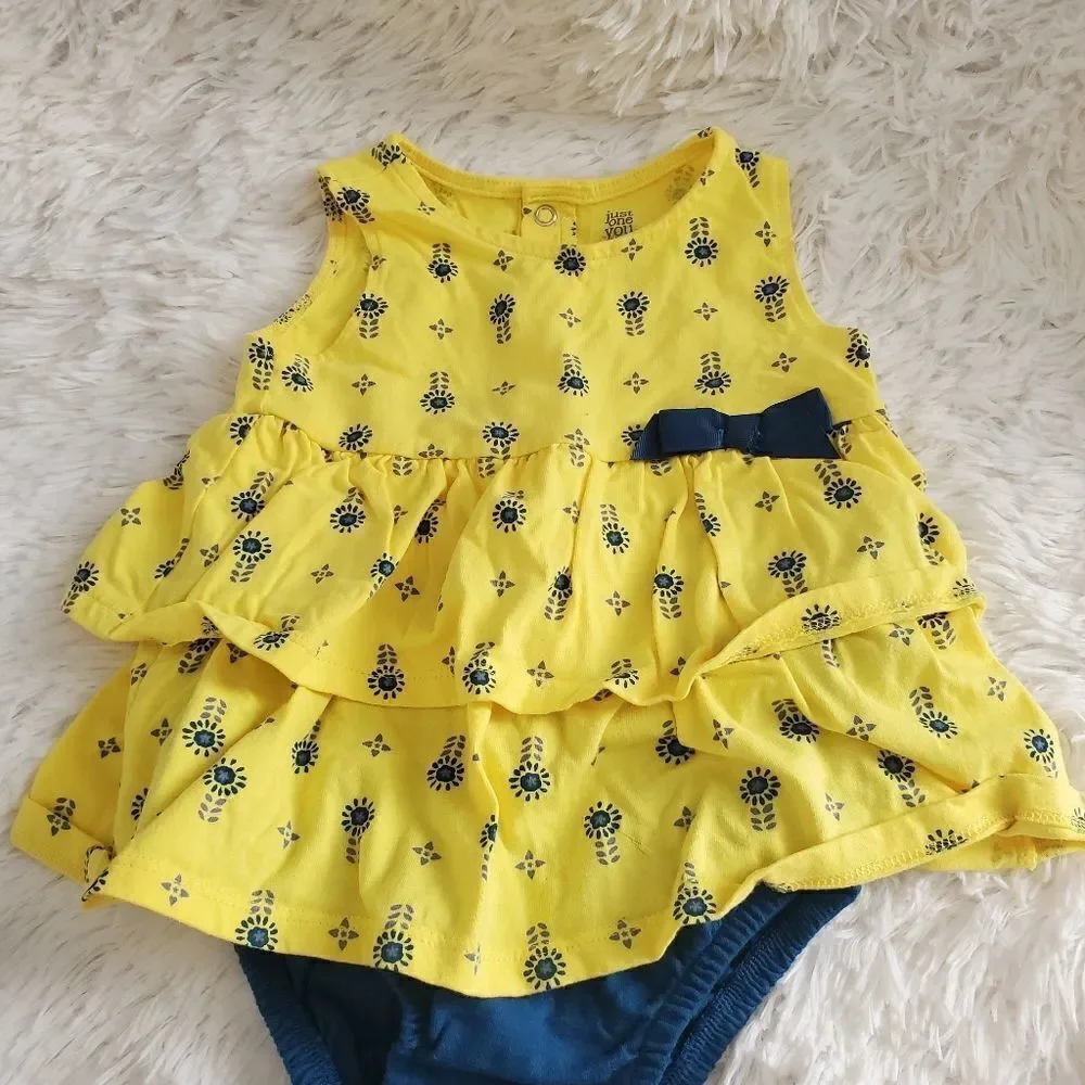 Baby Girl's Just One You Size 18 Month Yellow and Blue Flower Dress